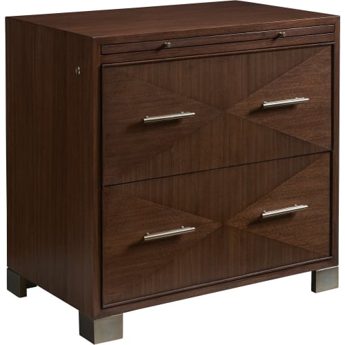 Berwick File Chest Cabinet in Dark Walnut Finish & Silver Leaf