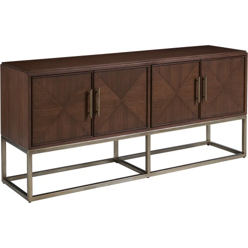 Cameron 67" TV Stand Media Console in Dark Walnut Finish & Silver Leaf