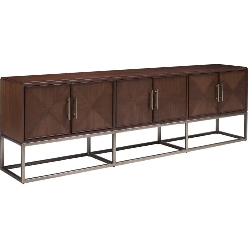 Cameron 100" TV Stand Media Console in Dark Walnut Finish & Silver Leaf