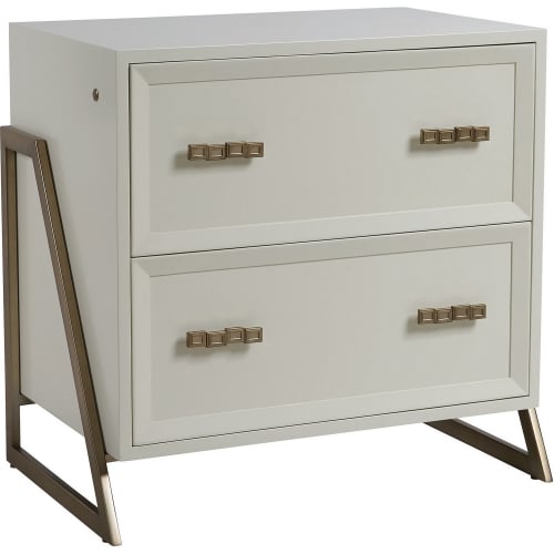 Langley File Chest Cabinet in Ivory Wood & Silver Leaf