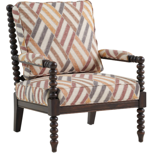 Maarten Accent Arm Chair in Multicolor Fabric & Dark Mocha Wood