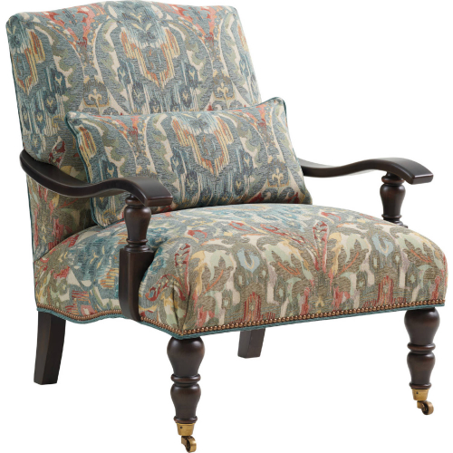 San Carlos Accent Arm Chair in Multicolor Fabric & Dark Mocha Wood