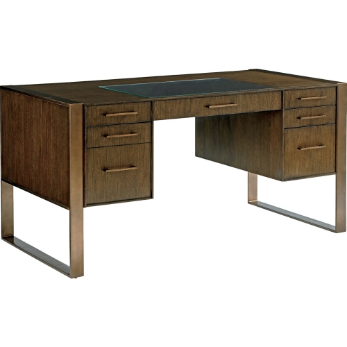 Structure 60" Office Desk Desk in Mocha Finished Oak on Metal Base