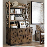 Prism File Cabinet Chest w/ Hutch in Aged Bronze w/ Mirrored Back Panels & Glass Shelves