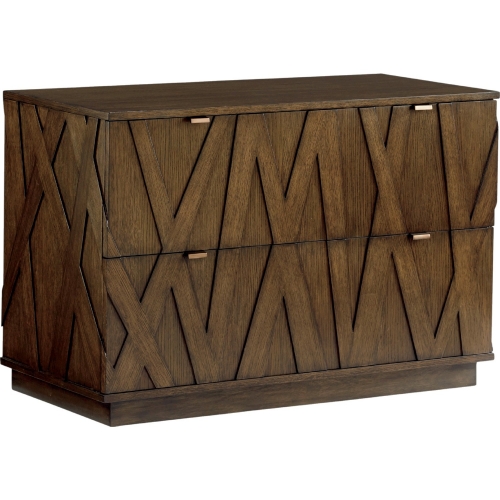 Prism File Cabinet Chest in Mocha w/ Asymmetrical Wooden Overlays