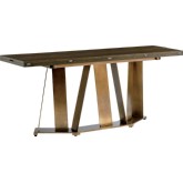 Gateway Flip-Top Console / Desk in Mocha on Aged Bronze Asymmetrical Metal Base