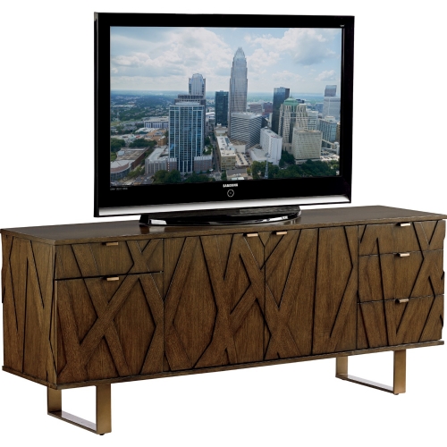 Ellison 73" Media Center TV Stand in Mocha w/ Asymmetrical Wooden Overlays