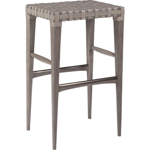 Milo Backless Bar Stool in Gray Top Grain Leather & Brushed Gray Wood