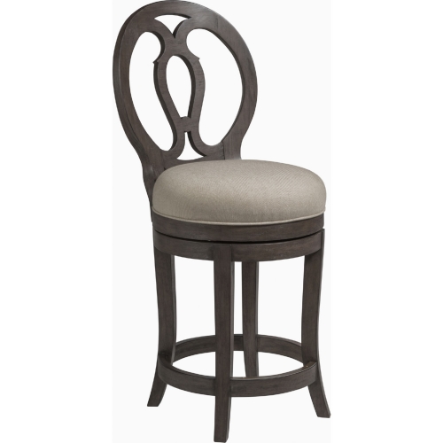 Axiom Swivel Counter Stool in Greige Fabric & Antico Brown