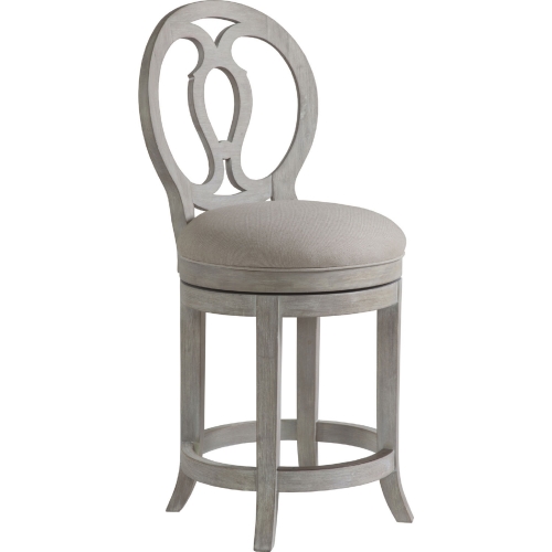 Axiom Swivel Counter Stool in Greige Fabric & White Wash