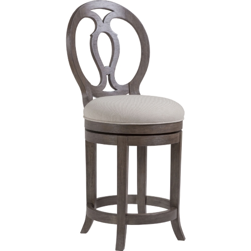 Axiom Swivel Counter Stool in Greige Fabric & Brushed Gray