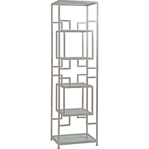 Suspension Slim Etagere in Antique Silver Metal & Glass