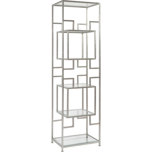 Suspension Slim Etagere in Silver Leaf Metal & Glass