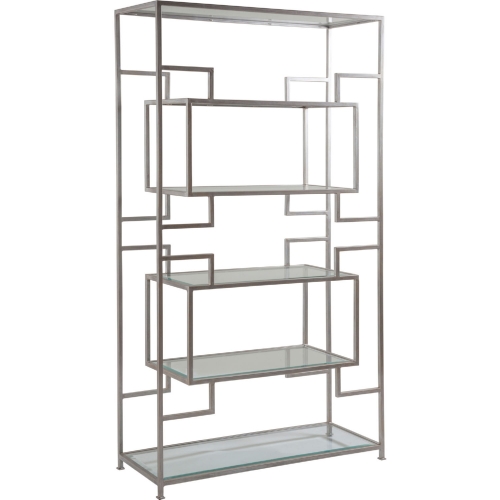 Suspension Etagere in Antique Silver Metal & Glass