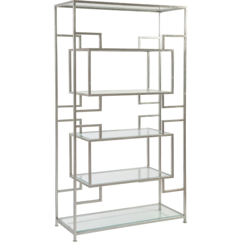 Suspension Etagere in Silver Leaf Metal & Glass