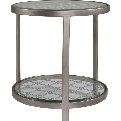 Royere Round End Table in Iron Metal & Glass