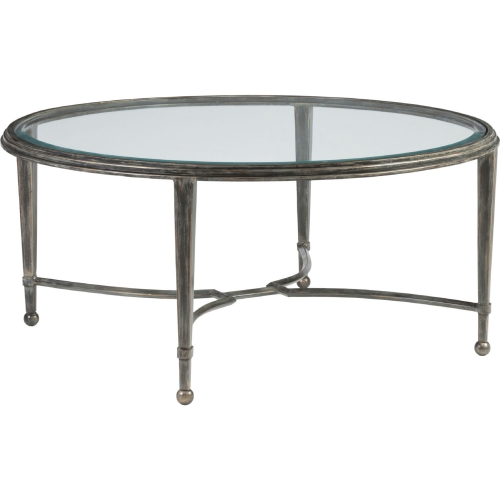 Sangiovese Round Cocktail Table in Iron Metal & Glass