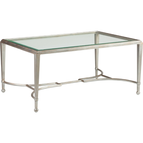 Sangiovese Small Cocktail Coffee Table in Antique Silver Metal & Glass