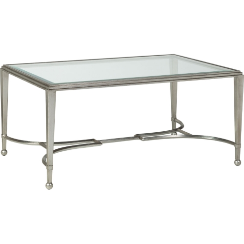 Sangiovese Small Cocktail Coffee Table in Silver Leaf Metal & Glass