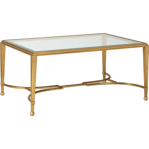 Sangiovese Small Cocktail Coffee Table in Gold Leaf Metal & Glass