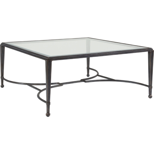 Sangiovese Square Cocktail Table in Iron Metal & Glass