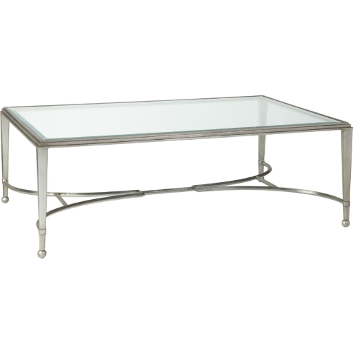 Sangiovese Large Cocktail Coffee Table in Silver Leaf Metal & Glass