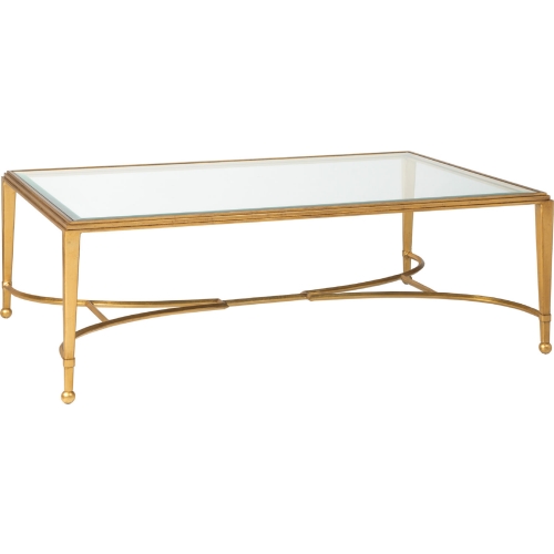 Sangiovese Large Cocktail Coffee Table in Gold Leaf Metal & Glass