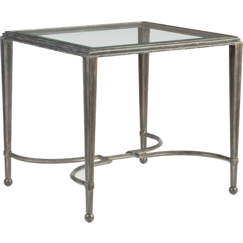 Sangiovese End Table in Iron Metal & Glass