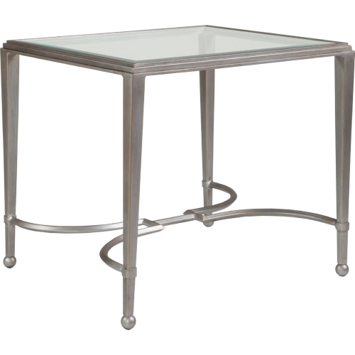 Sangiovese End Table in Antique Silver Metal & Glass