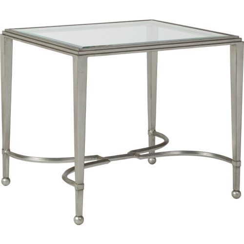 Sangiovese End Table in Silver Leaf Metal & Glass