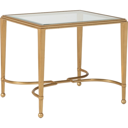 Sangiovese End Table in Gold Leaf Metal & Glass