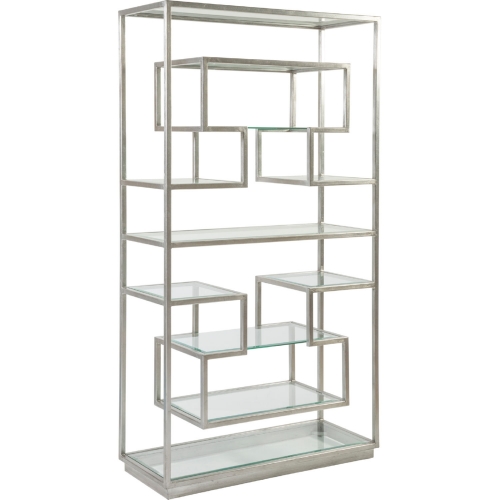 Holden Etagere Bookcase in Silver Leaf Metal & Glass