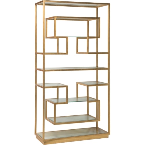 Holden Etagere Bookcase in Gold Leaf Metal & Glass