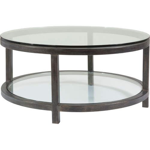 Per Se Round Cocktail Table in Iron Metal & Glass