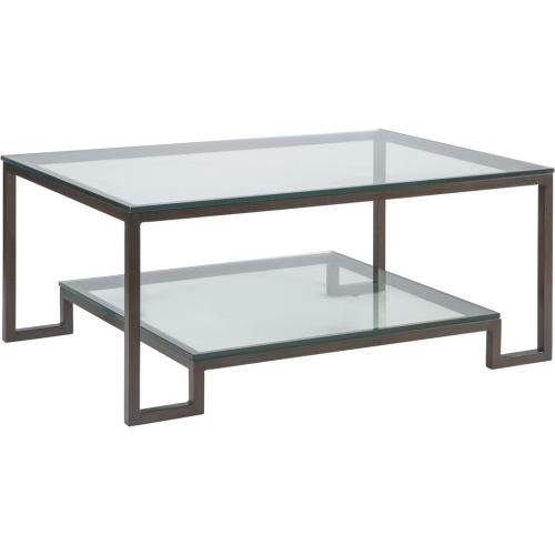 Bonaire Cocktail Coffee Table in Antique Copper Finish & Glass