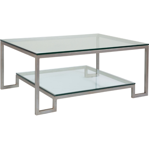 Bonaire Cocktail Coffee Table in Antique Silver Metal & Glass