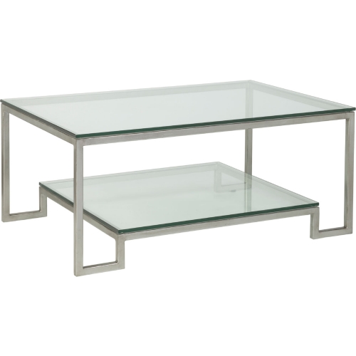 Bonaire Cocktail Coffee Table in Silver Leaf Metal & Glass