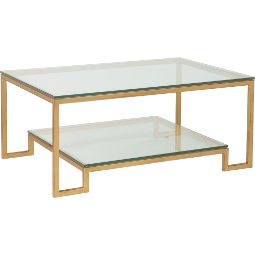 Bonaire Cocktail Coffee Table in Gold Leaf Metal & Glass