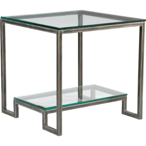 Bonaire Square End Table-St. Laurent Finish in Iron Metal & Glass