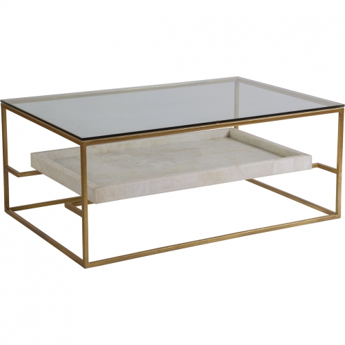 Cumulus Cocktail Coffee Table in Gold, White Crystal Stone & Glass