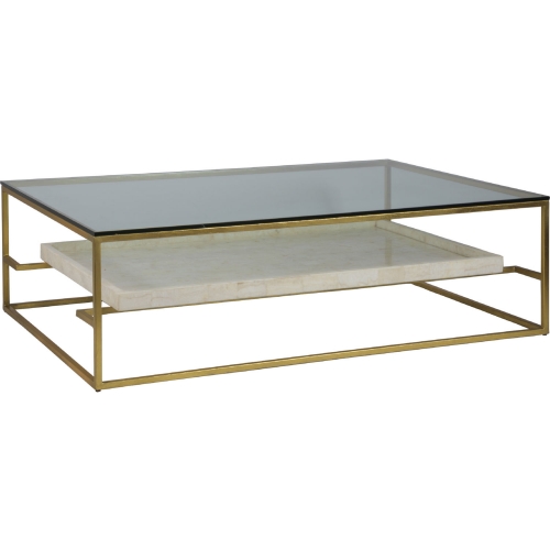 Cumulus Cocktail Coffee Table in Gold, White Crystal Stone & Glass