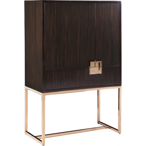 Casanova Bar Cabinet in Ebony Veneer & Brass