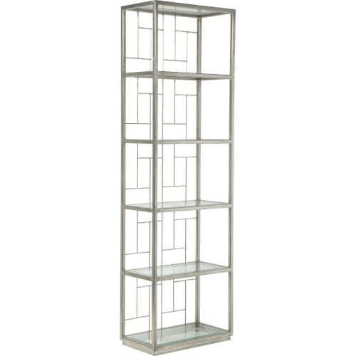 Mid Geo Slim Etagere Bookcase in Silver Leaf Metal & Glass