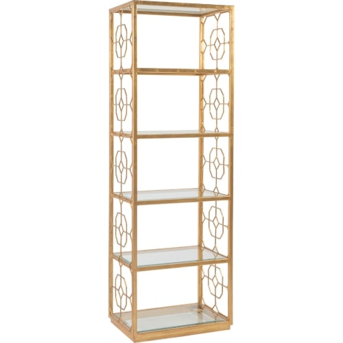 Honeycomb Slim Etagere Bookcase in Gold Leaf Metal & Glass