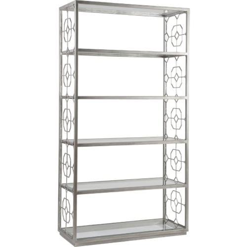 Honeycomb Etagere Bookcase in Antique Silver Metal & Glass