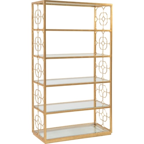 Honeycomb Etagere Bookcase in Gold Leaf Metal & Glass