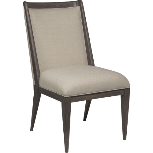 Haiku Dining Chair in Greige Fabric & Antico Brown Finish (Set of 2)