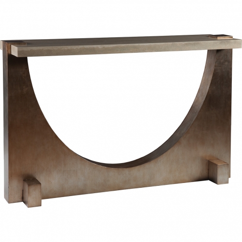 Impresario Console Table in Silver Travertine & Silver Mahogany