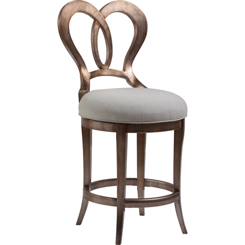 Melody Counter Stool in Silver Mahogany & Vanilla Fabric