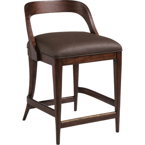 Beale Low Back Counter Stool in Walnut Finish & Brown Leatherette